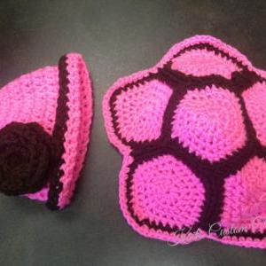 Boy Or Girl Crochet Turtle Shell Cape And Beanie..