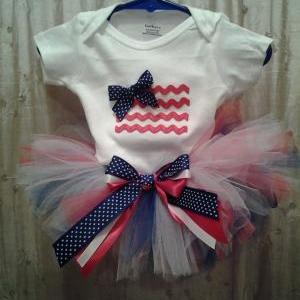 ! Fourth Of July Tutu Outfit Set With Applique..