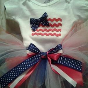 ! Fourth Of July Tutu Outfit Set With Applique..