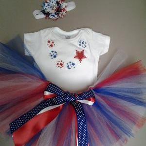 ! Fourth Of July Applique Necklace Outfit With..