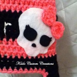 Crochet Skull Hat With Earflaps And Braids, Pom..