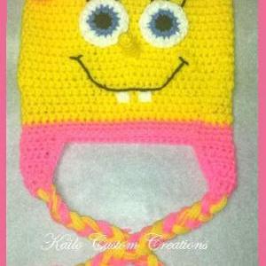 Crochet Miss Sponge Hat With Earflaps And Braids,..