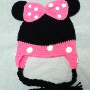 Miss Mouse Hat With Earflaps And Braids, Newborn..