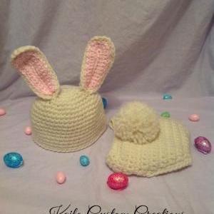 Boy Or Girl Spring Easter Bunny Hat And Diaper..