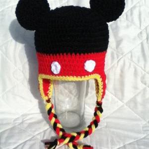 Mister Mouse Hat With Earflaps And Braids, Newborn..