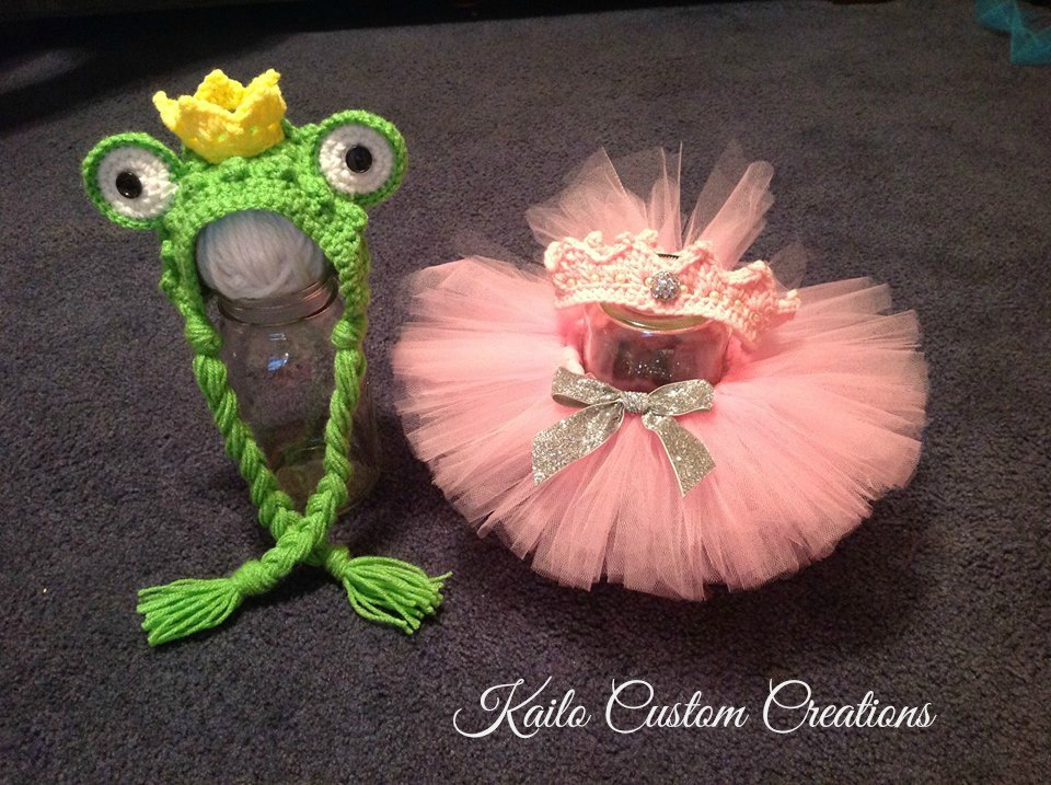 Frog Prince & Princess, Bonnet, Crown And Tutu, Newborn Baby Twin Boy Girl Photo Prop