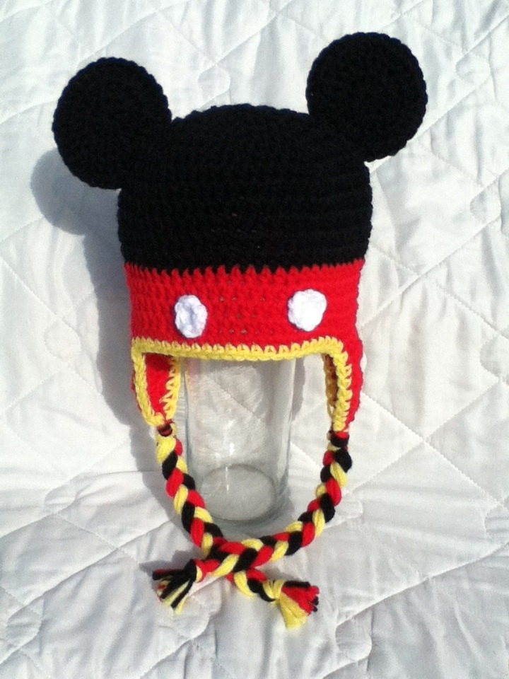 Mister Mouse Hat With Earflaps And Braids, Newborn To Adult