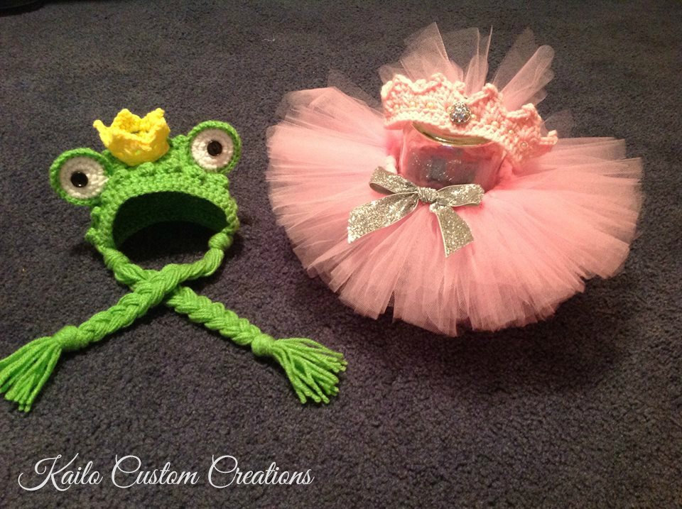 ! Frog Prince & Princess, Bonnet, Crown And Tutu, Newborn Baby Twin Boy Girl Photo Prop