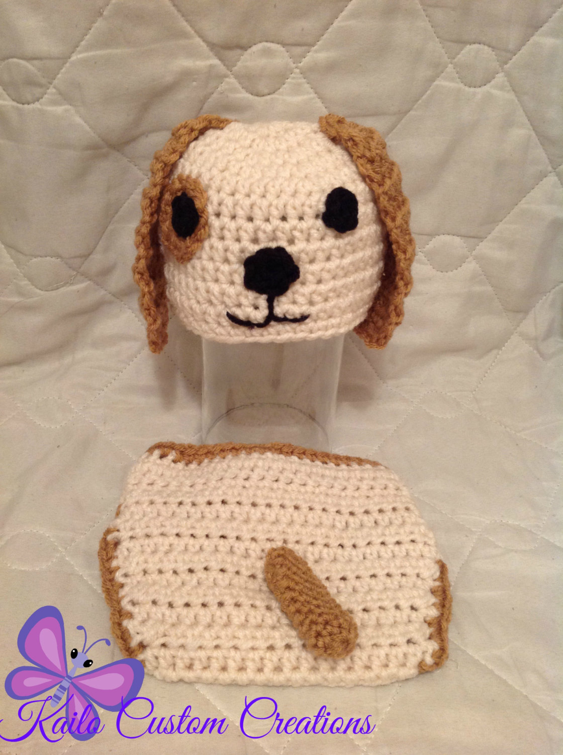 Newborn Boy Or Girl Puppy Dog Hat And Diaper Cover Photo Prop